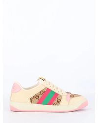 Gucci - Screener Web Stripe Leather Trainers - Lyst