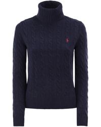 Polo Ralph Lauren - Wool And Cashmere Cable-Knit Roll-Neck Jumper - Lyst