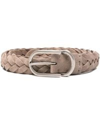 Brunello Cucinelli - Woven Suede Belt With Rounded Buckle And Metal Loop - Lyst