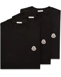 Moncler - Logo Patch Cotton T-Shirt (Pack Of Three) - Lyst