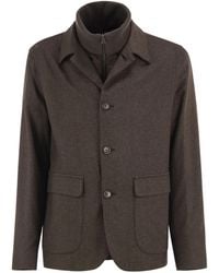 Herno - Silk And Cashmere Tailored Jacket With Removable Inner Bib - Lyst
