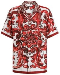 Dolce & Gabbana - Dolce & Gabbana Hawaii Silk Twill Shirt With Maiolica Print - Lyst