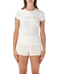 Sporty & Rich - Sporty & Rich Tshirt Velour Crystal - Lyst
