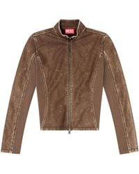 DIESEL - Biker Jacket With Ribbed Knit Inserts - Lyst