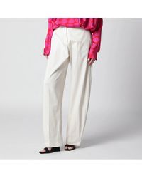 THE LATEST - Cream Cotton Palazzo Trousers - Lyst