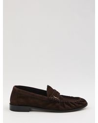 Saint Laurent - Testa Di Moro Suede Leather Le Loafer Loafers - Lyst
