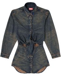 DIESEL Denim Shirt Dress With Skirt Overlay in Blue | Lyst