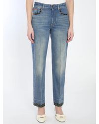 Valentino Garavani - Floral Print Jeans - Lyst