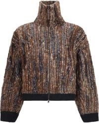 Brunello Cucinelli - Perforated Zip Cardigan - Lyst