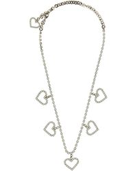 Alessandra Rich - Crystal Necklace With Heart Pendants Necklaces - Lyst