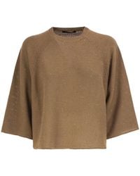 Fabiana Filippi - Boxy Cotton And Linen Sweater With Subtle Luminous Accents - Lyst