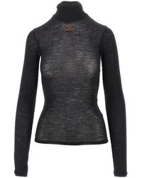 Versace - Ribbed Wool Turtleneck Top - Lyst