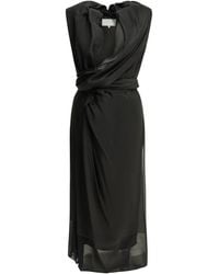 Maison Margiela - Draped Silk Acetate Polyamide Silk Midi Dress - Lyst