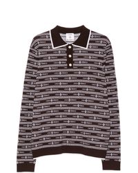 CASABLANCA - Logo-Jacquard Long-Sleeve Polo Shirt - Lyst