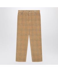 Burberry - Sand-Coloured Check Corduroy Trousers - Lyst