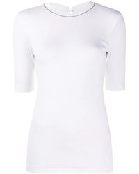 Brunello Cucinelli - Ribbed Stretch Cotton T-Shirt With Monili Trim - Lyst