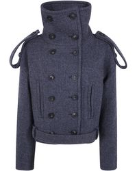 7 For All Mankind - Double Breasted High Neck Short Coat - Lyst