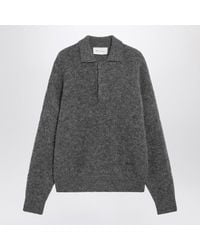 Ami Paris - Charcoal Wool And Alpaca Polo Shirt - Lyst