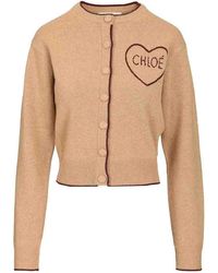 Chloé - Fitted Cardigan With Logo - Lyst