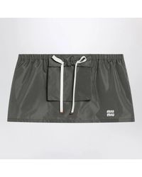 Miu Miu - Tela Tec Miniskirt With Front Pocket - Lyst