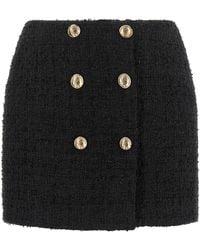 Balmain - Embossed Button Detail Miniskirt - Lyst