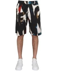 McQueen - Bermuda With Logo Print - Lyst