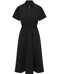 Moncler - Drawstring-Waist Zip-Up Midi Dress - Lyst