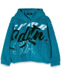 DSquared² - Felpa Jacquard Fur Con Zip E Cappuccio - Lyst