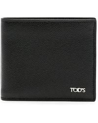 Tod's - Logo Plaque Grained Leather Bi-Fold Wallet - Lyst