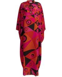 PUCCI - Occhi Fuchsia Silk Caftan Dress - Lyst