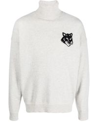 Maison Kitsuné - Maison Kitsuné Fox Head Intarsia Logo Turtleneck Sweater - Lyst