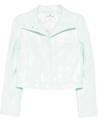 Courreges - Cropped Jacket With Glossy Patent Finish And Structured Collar - Lyst