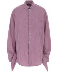 Balenciaga - Oversized Striped Cotton Shirt With Knotted Cuffs - Lyst