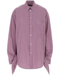 Balenciaga - Oversized Striped Cotton Shirt With Knotted Cuffs - Lyst