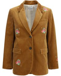 forte_forte - Bouquet Velvet Single-Breasted Jacket With Embroidery - Lyst