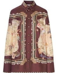 Zimmermann - Printed Satin Shirt With A Scarf Motif - Lyst