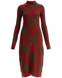 Burberry - Check Wool Blend Dress - Lyst