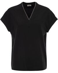 Brunello Cucinelli - Stretch Cotton Jersey T-Shirt With Precious Neckline - Lyst