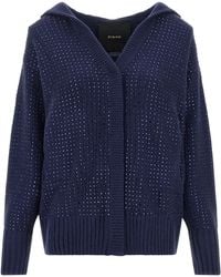 Pinko - 'Seicento' Cardigan With Rhinestones And Hood - Lyst