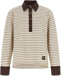Ganni - Striped Cotton Polo Shirt - Lyst