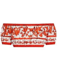 Dolce & Gabbana - Dolce & Gabbana Maiolica Print Cotton Top - Lyst