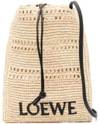 Loewe - Drawstring Raffia Cross Body Bag - Lyst