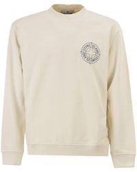 Stone Island - Oversized Crew Neck Sweatshirt With Â€Œoutline Compassâ€ Print - Lyst