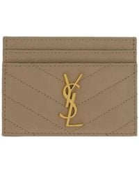 Saint Laurent - Matelassé Leather Card Holder With Logo - Lyst
