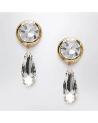 Alessandra Rich - Round Clipon Goldtone Metal Earrings With Crystal Pendant - Lyst