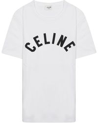 Celine - T-Shirt Con Logo - Lyst