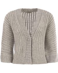 Peserico - Wool And Alpaca Mesh Cardigan - Lyst