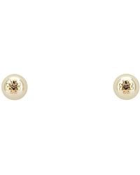 Tory Burch - Tone Logo Pearl Stud Earrings - Lyst