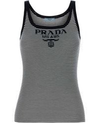 Prada - Embroidered Silk Tank Top - Lyst