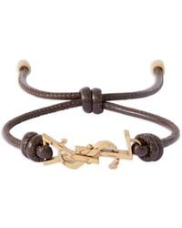 Saint Laurent - Leather Cord Cassandre Bracelet - Lyst